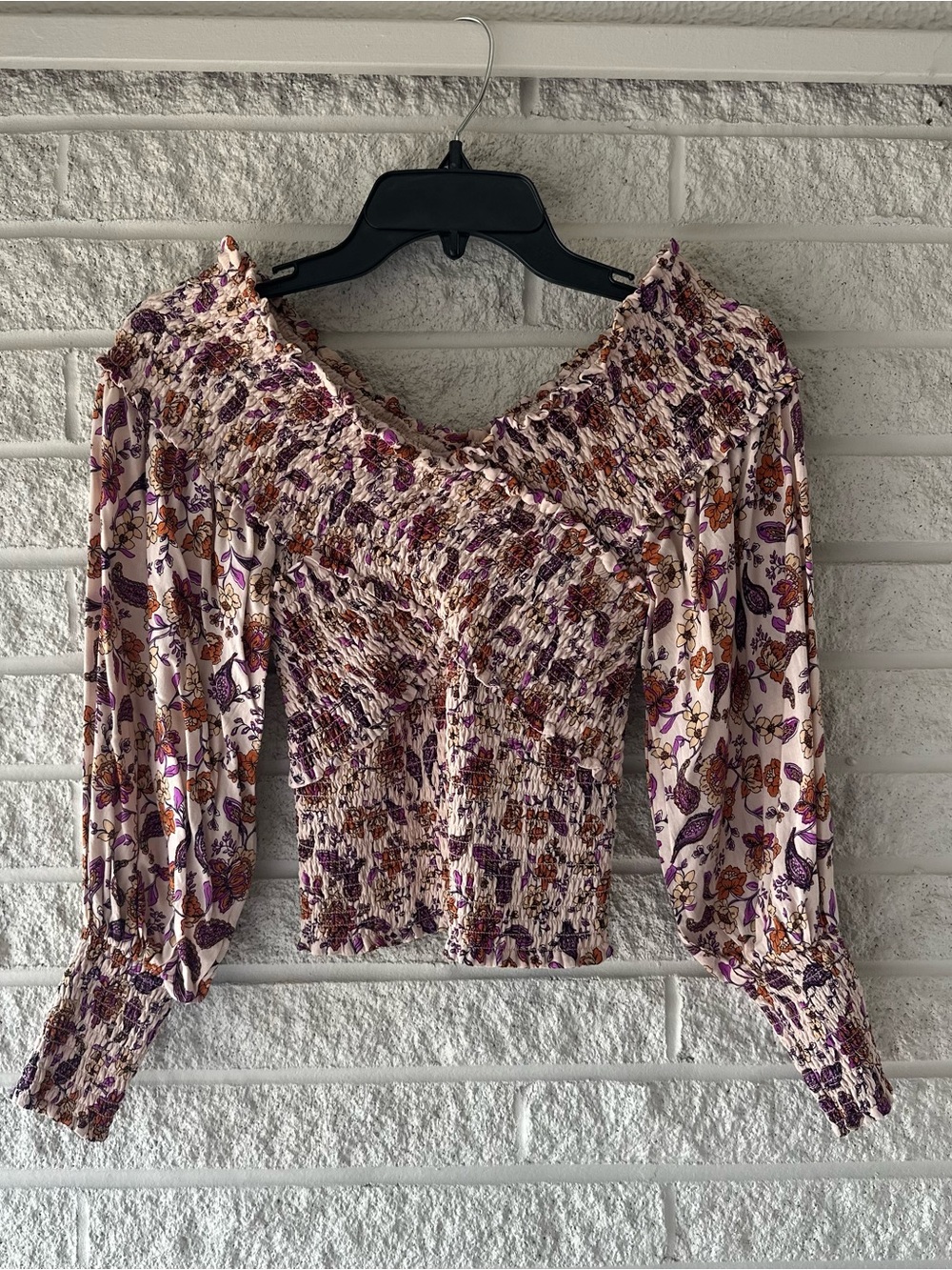 BB Dakota x Steve Madden Ruched Wrap Floral Blouse